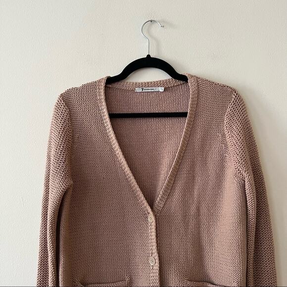 T Alexander Wang Tan Cotton Button Front Pocket Cardigan Sweater - Picture 4 of 8